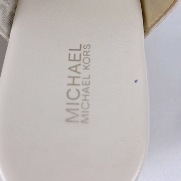 Michael Kors Verity Espadrille Wedge Sandals Cream Size 7 Signature Logo Pattern - Picture 8 of 16
